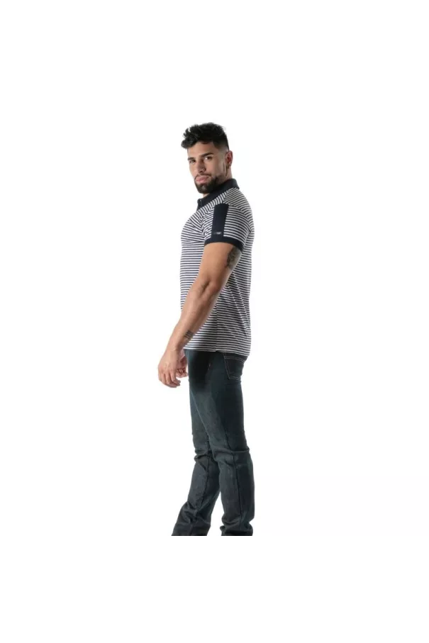 Polo à Rayures Bleu Marine - Men's Casual Polo Shirt | TOF Paris