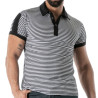 Polo à rayures Noir - Polo homme élégant en coton stretch | TOF Paris