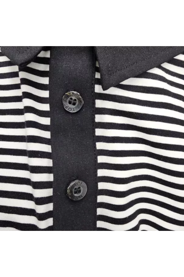 Black striped polo - Men's casual luxury polo shirt | TOF Paris