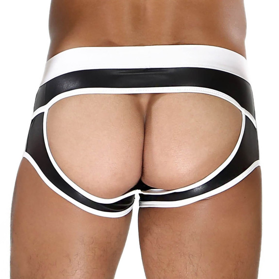 Fetish Bottomless Boxer Sexy Noir/Blanc