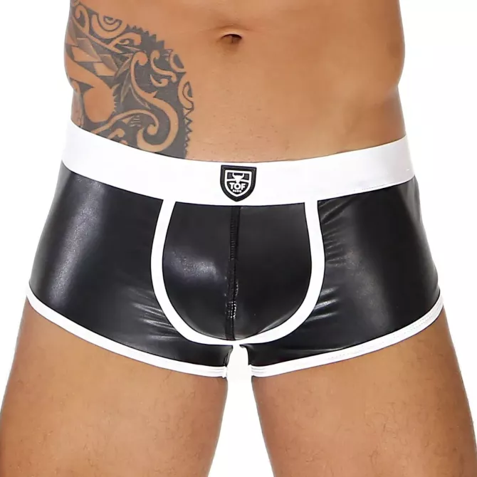 Fetish Bottomless Boxers Brief Black/White