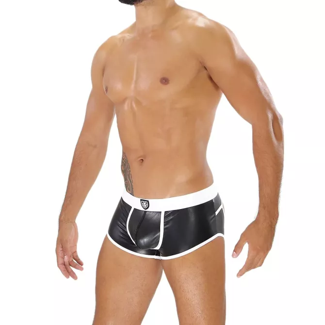 Fetish Bottomless Boxer Sexy Noir/Blanc