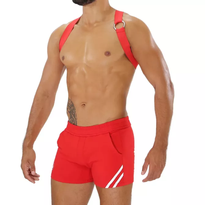 Harnais Homme - Rouge - De Cote - Short Rouge