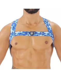Fetish Elastic Harness Blue Camouflage