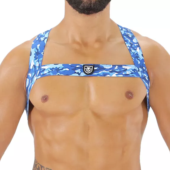 Harnais Elastique Fetish Camouflage Bleu