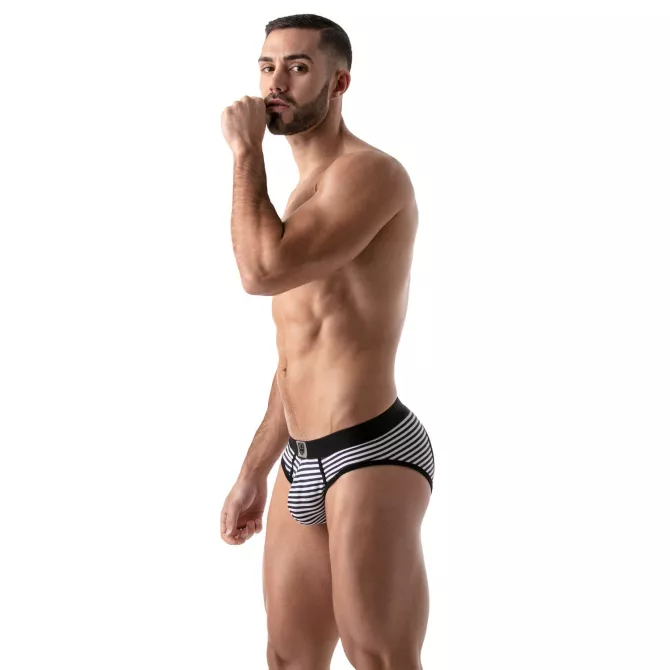 Stripes Push-up bottomless Slip Bleu-noir