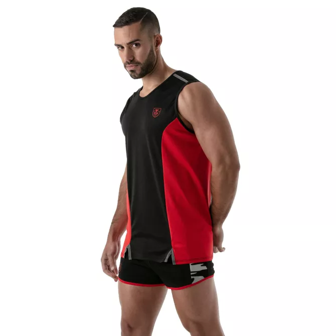 Debardeur protection totale noir/rouge