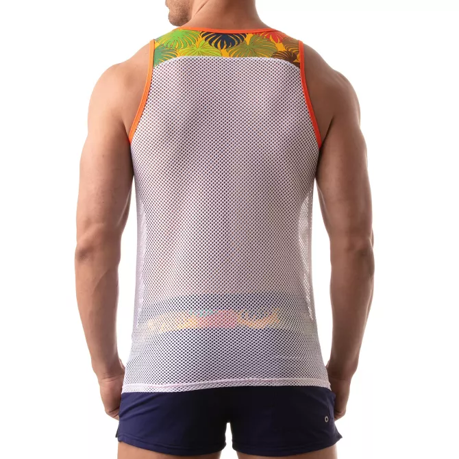 Floral Mesh Tank Top Yellow