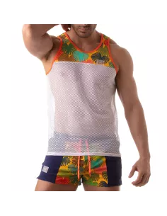 Floral Mesh Tank Top Yellow