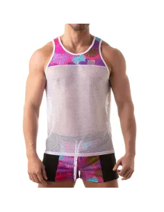 Débardeur en mesh et design floral rose | FLORAL | TOF Paris