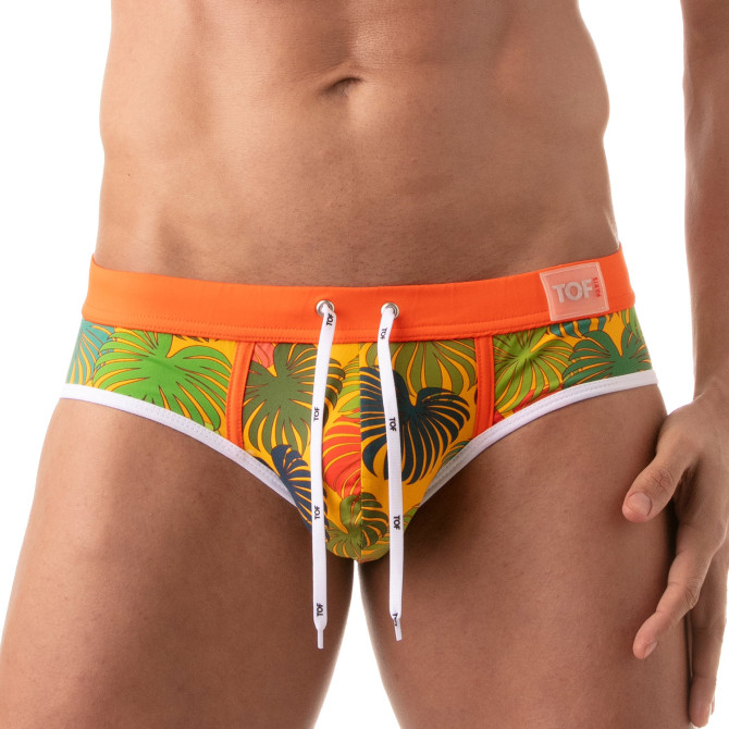 Floral Swim Brief Yellow