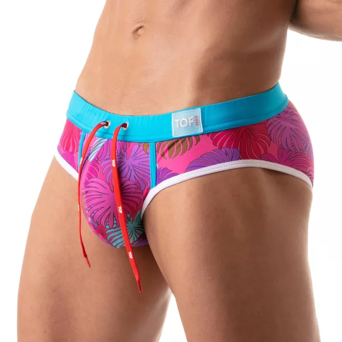 Floral Swim Brief Pink