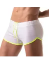 Short Mesh - Blanc - Short Sexy - Homme - Jaune Fluo