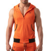 Mesh Sleeveless Hoodie - Orange