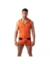 Mesh Sleeveless Hoodie - Orange