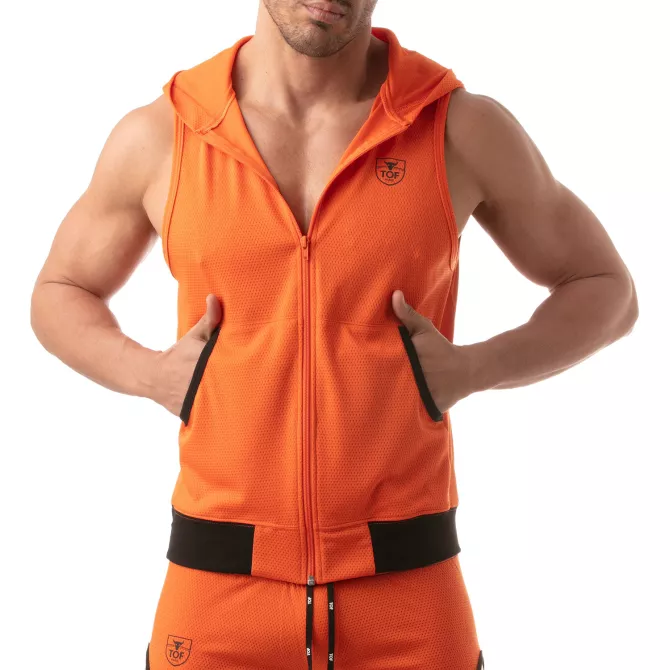 Veste à capuche sans manche - Orange