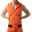 Mesh Sleeveless Hoodie - Orange