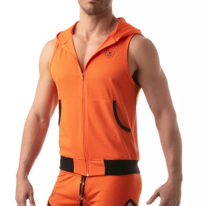 Veste à capuche sans manche - Orange