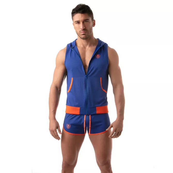 Mesh Sleeveless Hoodie - Royal Blue