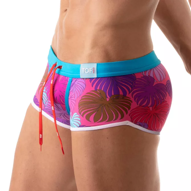 Floral Swim Trunk Pink