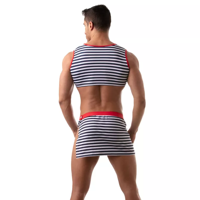 Crop top sans manche Iconic - Marinière bleu-marine