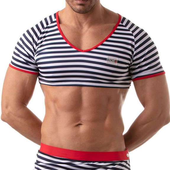 Crop top Iconic - Marinière bleu-marine