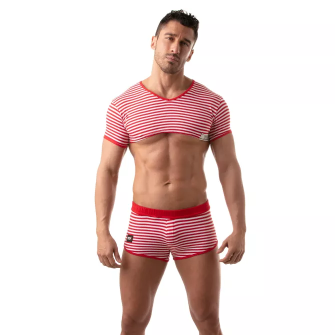 Sailor Crop Top Red - Sexy Nautical Style for Men | TOF Paris