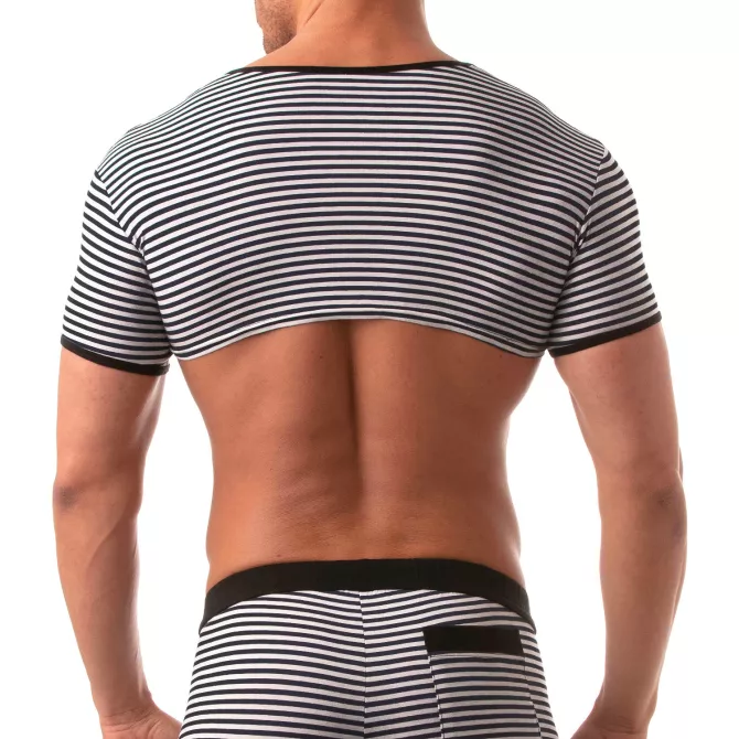 Crop Top Homme Noir – Sailor Marinière Sexy | TOF Paris