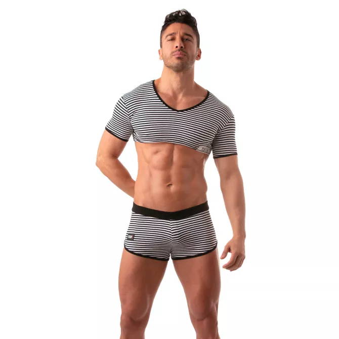 Crop Top Homme Noir – Sailor Marinière Sexy | TOF Paris