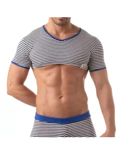 Men’s Crop Top Blue – Sexy Sailor Stripes | TOF Paris