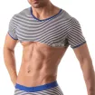 Men’s Crop Top Blue – Sexy Sailor Stripes | TOF Paris