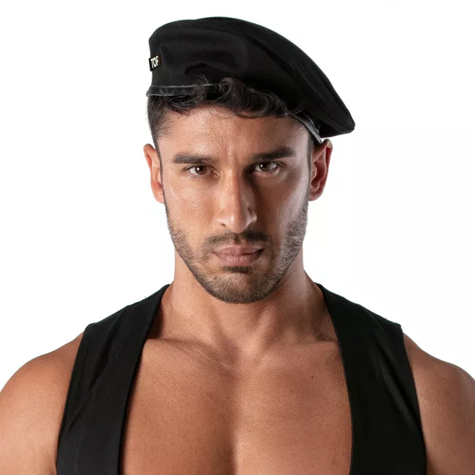 Béret bicolore - Noir et beige