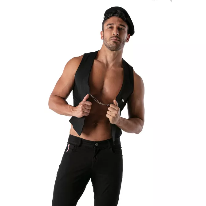 Béret bicolore - Noir et beige