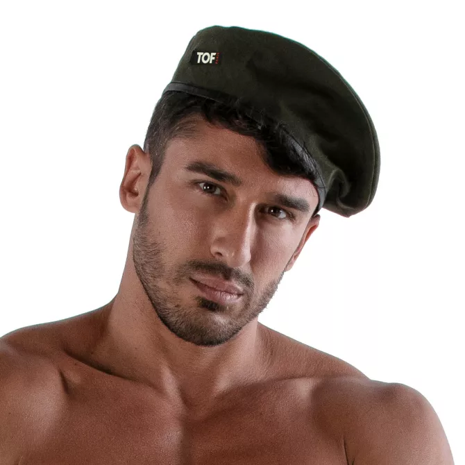 Reversible beret - White and khaki