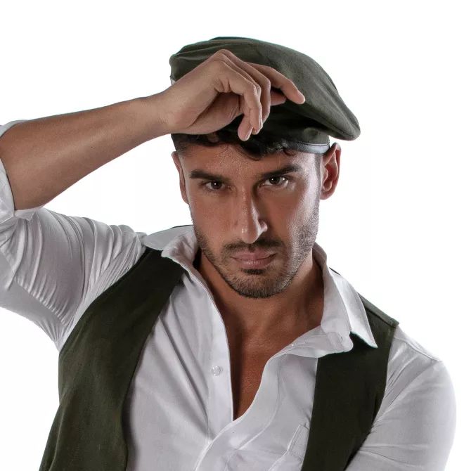 Béret bicolore - Blanc et Kaki