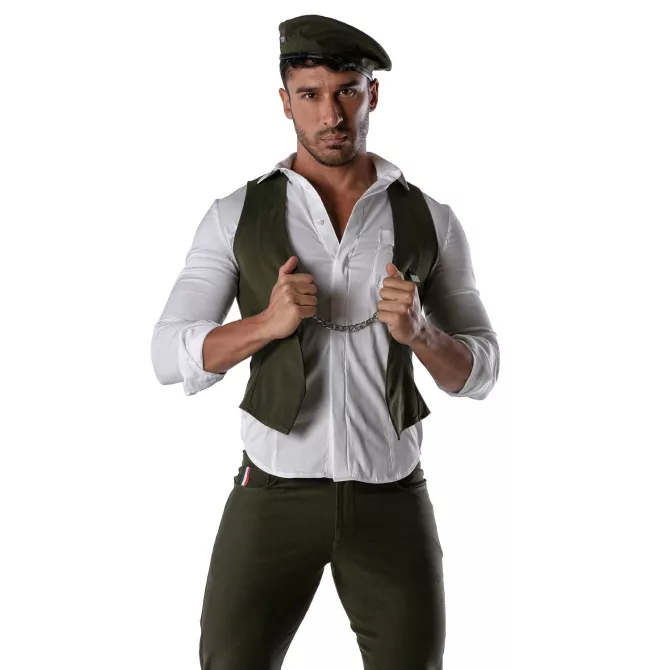 Béret bicolore - Blanc et Kaki