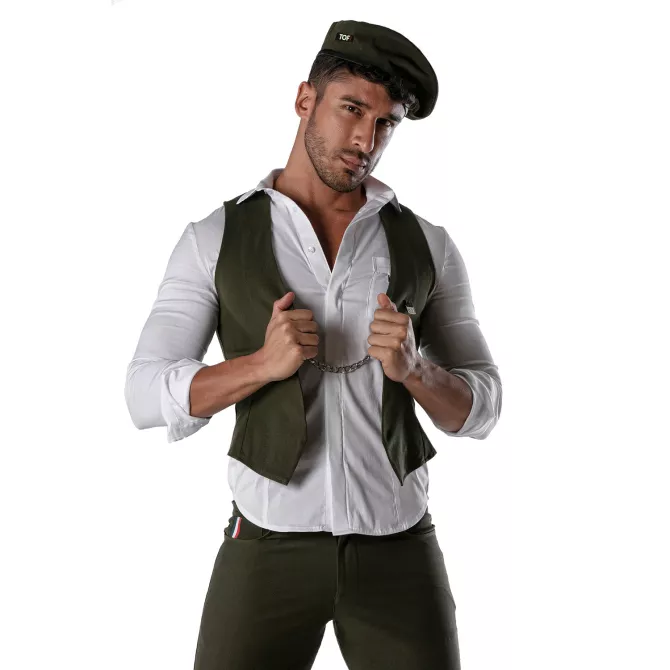 Béret bicolore - Blanc et Kaki