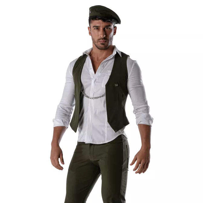 Béret bicolore - Blanc et Kaki