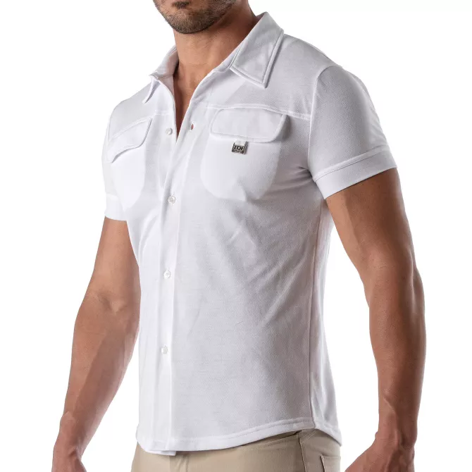 Piqué cotton shirt - White