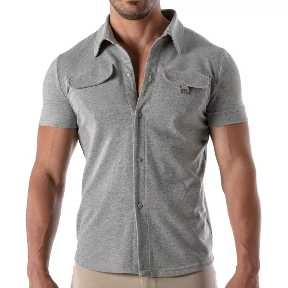 Piqué cotton shirt - Heather Grey