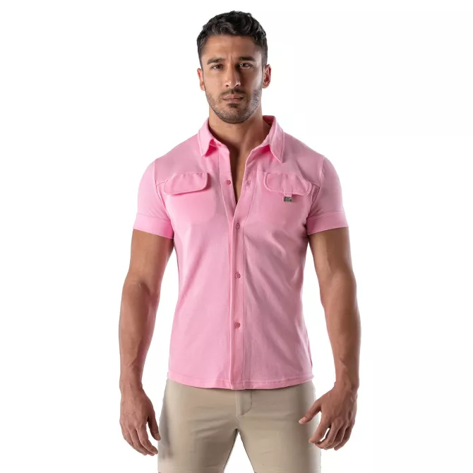 Piqué cotton shirt - Pink