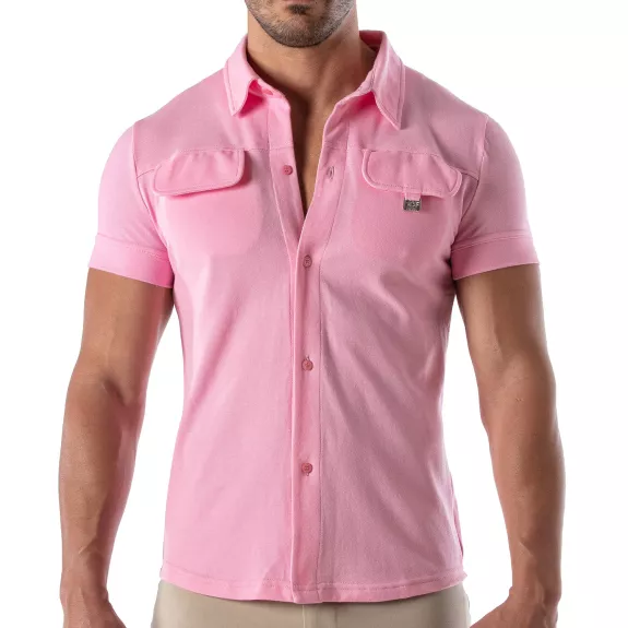 Piqué cotton shirt - Pink