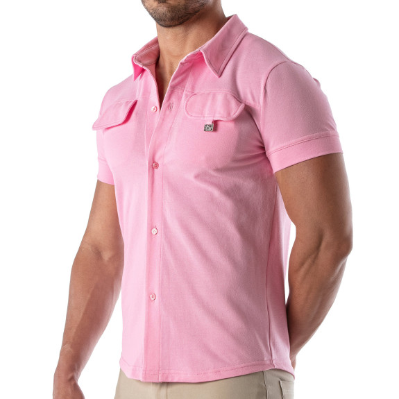 Piqué cotton shirt - Pink
