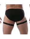 slip noir et harnais de cuisse de dos