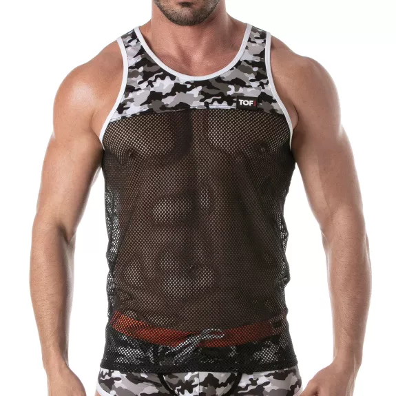 Iconic Mesh Tank Top See Trough Grey camo