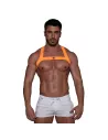 Fetish Harness Neon Orange with a sexy short white