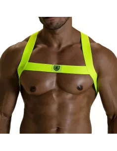 Harnais Elastique Fetish - Jaune Fluo - Pour Homme - Face