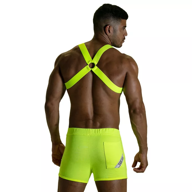 Fetish Harness - Neon Yellow - For Men - Back