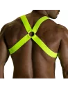 Fetish Harness - Neon Yellow - CrossBack - Zamac Buckle