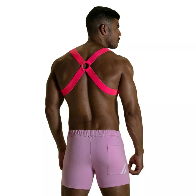 Harnais Elastique Fetish - Rose Fluo - Short Rose
